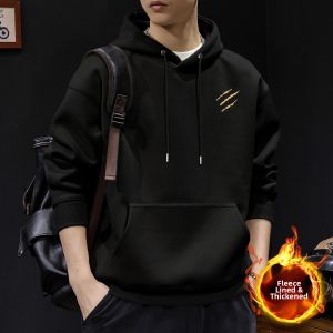 JIANMUJI | Loose Fitting Versatile Warm Fleece-lined Crewneck Heavyweight Sweatshirt