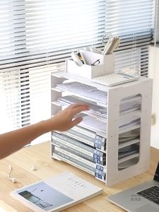 File Storage Rack Office Desk Storage Bookshelf Divider File Paper Magazine Rack Holder Folder Book Office Paper Storage Box File Rack Organizer Multi layer Shelf Home Desktop Book Box Bookshelf Space Saver