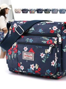กระเป๋าสะพายข้างผ้าไนลอนลายพิมพ์ผ้าใบแบบหลายชั้นสำหรับคุณแม่ กระเป๋าสะพายข้างแบบลำลองสำหรับเดินทาง กระเป๋าสะพายข้างแบบมีความจุขนาดใหญ่สำหรับผู้หญิง