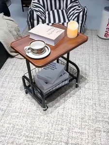 E-TIFE Meja Sudut Ruang Tamu Aesthetic Meja Samping Tempat Tidur Portable Meja Kopi Minimalis