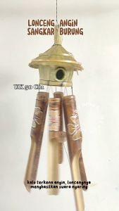 Bel Lonceng Angin Bambu Bali Uk. 50cm Model Rumah/Sangkar Burung Cocok Untuk Hiasan Depan Rumah