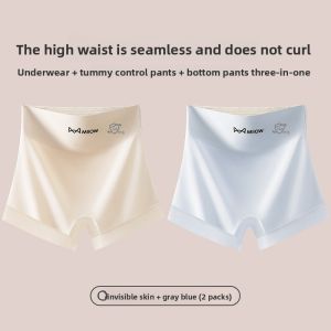 miiow | Cat Woman Safety Pants Womens Summer Thin No Roll Edge Flat Angle Underwear Ice Silk Seamless Tummy Control Inner Shorts