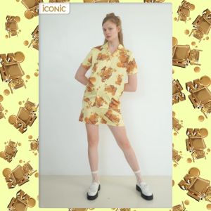 สินค้าใหม่ iCONiC GOLD ROBOT SHORTS #7261 กางเกงขาสั้น เอวยืด ใส่ได้ทั้ง ผช ผญ ผ้าไหมซาทิน พิมพ์ลาย กางเกงทำงาน กางเกงผ้าไหม กางเกงหรู กางเกงเอวสูง