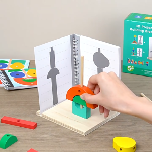 Đồ Chơi Gỗ Xếp Hình Tư Duy 3D Cho Bé – Bộ Lắp Ghép Hình Chiếu Kèm Sách Bài Tập Mới Nhất 2025