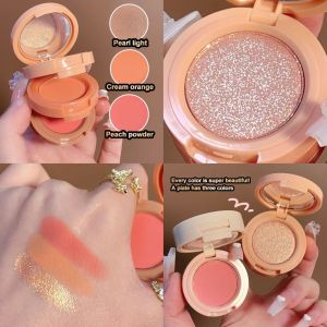 3 IN 1 Waterproof Matte Blush Highlighter Palette Sweet Cute Peach Style Eye Shadow Multifunctional Face Makeup Palette Female Cosmetic