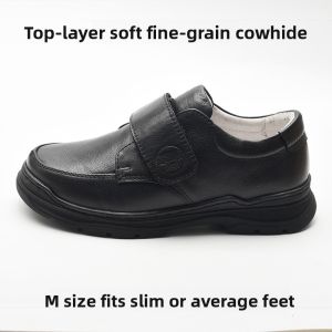 koraro no hana | Black Leather Soft Sole Anti-Slip Sneakers with for Boys