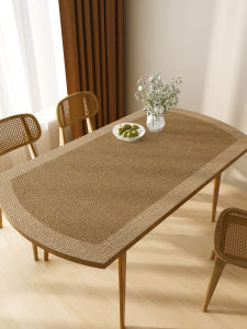 Waterproof Oil-resistant Foldable round Arc Tablecloth Linen-like Elliptical Dining Table Mat Luxury Sensation Tea Table Pad