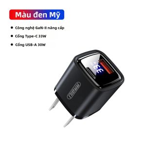 Bộ Sạc USB 2 Trong 1 NNBILI GaN 33W Có Màn Hình LED PD3.0 QC3.0 Sạc Nhanh USBC Cho Samsung Huawei Xiaomi