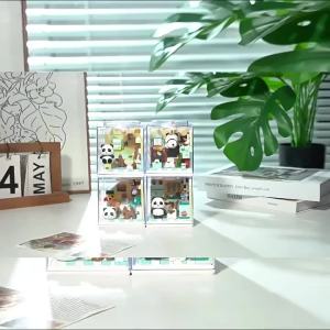 CONUSEA | Panda House Building Blocks DIY Miniature Scene Assembly Brick Model with Display Dust Cover Collection Home Decor Kid Gifts