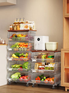 304 Stainless Steel Retro Multi-function Kitchen Storage Rack Cart