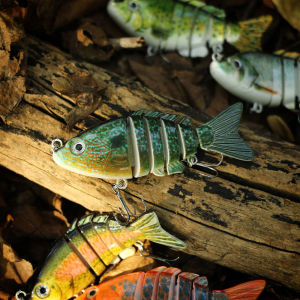 Mồi Câu Cứng Crankbait 3D Mắt 8cm 13g 6 Đoạn Sống Động Như Thật Với 2 Móc Câu Dành Cho Cá Bass Cá Pike Câu Cá Biển Sông Hồ