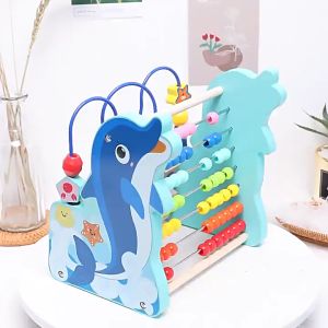 Pingmarket ของเล่นไม้ ปลาโลมา 3IN1 ของเล่นไม้เสริมพัฒนาการ เสริมพัฒนาการขดลวด + ลูกเต๋า + ลูกคิด สอนนับเลข ขดลวดฝึกสมาธิลาย ของเล่น ของเล่นเด็ก