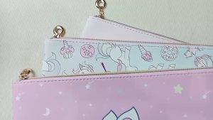 กระเป๋าหนังพีวีซีใส่เอกสาร สีพาสเทล ลายยูนิคอร์น