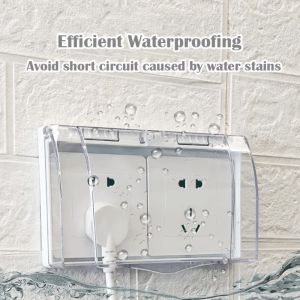 Double Socket Switch Protector Self-adhesive 86 Type Single/Double Waterproof Electric Plug Cover Child Safety Box Waterproof Splash Box