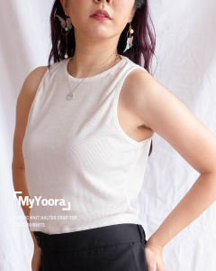 MyYoora Basic Knit Halter Crop Top X 3DogiLucu BL1320
