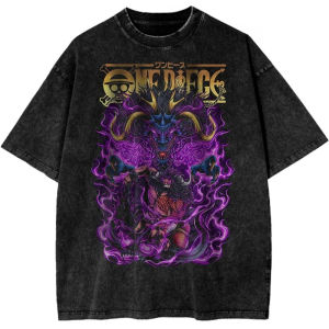 Bandai | ONE PIECE 2026 New Hot Kaido Shirt Anime Retro T-Shirt Luffy Sauron Designer Illustration Pattern Street Sport Summer Streetwear