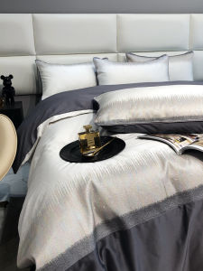 Luxurious Contrast Color 100-Thread Pure Cotton Nordic Style Bedding Set Four-Piece Lightweight Breathable All-Season Comforter Cover