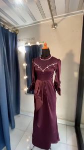 RISMA Dress - Termurah Gamis Viral Trend Burgundy Gaun Pesta Kondangan Modern Satin Silk Premium Baju Muslim Wanita Lebaran Terbaru
