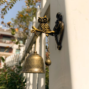 Owl Gourd Fu Lu European Style Hanging Decoration Entrance Door Opening Prompt Wind Chime Retro Nostalgic Internet Celebrity Animal Door Bell