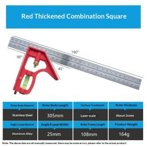 Hot 1Pcs Multifunctional 300MM Adjustable Angle Ruler 12" Combination Square Ruler Woodworking Level Gauge Angle Metric Ruler