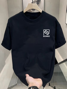 American Style Heavyweight Short Sleeve T-Shirt Mens 2025 New Summer Shoulder Pure Cotton Black Teenage Large Size Trendy