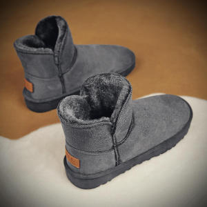 Mens Winter Thickened Fleece Lined Snow Boots Bread Cotton Shoes Leather Fur Integrated Waterproof Non-slip Couples Northeast Cotton Boots