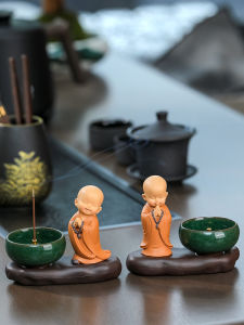 Buddha Zen Little Monk Creative Healing Decompression Decoration Living Room Bedroom Study Chinese Incense Burner Tea Table Decoration