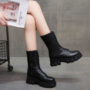 IELGY Side zipper thick bottom increase Martin boots female