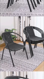 เก้าอี้หวายเทียม ทรงสวย แข็งแรง ทนทาน นั่งสบาย สำหรับกลางแจ้ง บ้าน วิลล่า โรงแรม ระเบียง ขนาด 58x41x70 ซม. มี2สีให้เลือก สไตล์มินิมอลทันสมัย