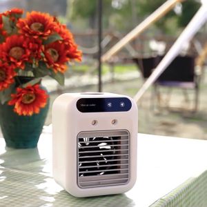 2025 Air Cooler 1800 Battery Capacity Full Charge Lasts 1-3 Hours Home Air Conditioner Fan 3 Rd Gear Wind Speed Touch Screen Button Mini Fan 迷你冷风机