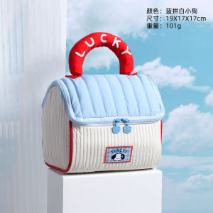 Dopamine Boosting Portable Makeup Bag Large Capacity Travel Handheld Womens Wash Bag Colorful Cartoon Polyester Storage Organizer