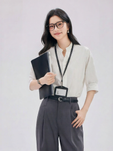 White V-Neck Shirt Suitable for Interview and Professional Settings