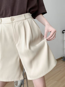 High Waist A-Line Short Pants Womens Summer Casual Loose Slimming Wide Leg Five-Quarter Length Suit Style Outerwear Trousers