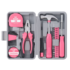 Hi-Spec | Hi-Spec Tool Set 25pc Pink Household DIY Tool Kit for Women. Small Mini Tool Box Set of Starter Basic Ladies Tools