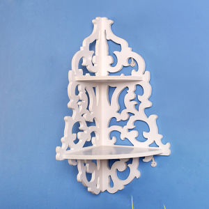 ชั้นวางของสองชั้นสีขาวสไตล์ยุโรป ชั้นวางดอกไม้ ชั้นวางของ ชั้นวางของแบบโปร่ง ตกแต่งผนังห้องนอน ห้องนั่งเล่น ชั้นวางของแบบมุม