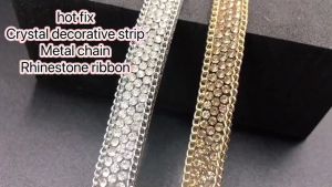 Renda Permata / Diamond Reset Crystal Decorated Long Strip Iron Rhine stone Dress Ribbon Wedding