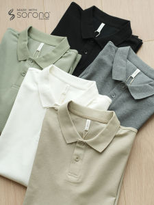 Long Sleeve Polo Neck T-Shirt for Men Spring Autumn Cotton Polyester Blend Breathable Comfortable Pure Color Versatile Base Shirt