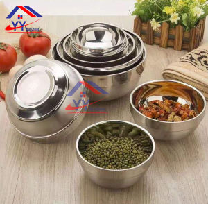 Stainless Steel Double Layer Insulation Bowl/ Mangkuk Penebat 2 Lapisan / Anti Hot Double Layer Anti Scald Round Bowl 12CM/13CM/14CM/15CM/16CM/18CM/20CM