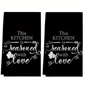 2-Pack Letter-Themed Kitchen Towels Dish Towels Hand Towels Highly Absorbent Kitchen Decorative Towels Neighbor Gifts Sweet Housewarming Gifts for Friends Mom Gifts Friend Birthday Gifts