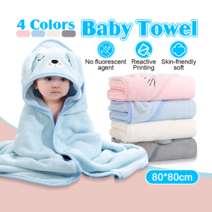 Baby Bath Towel Toddler Soft Swaddle Sleeping Blanket 0-1 Years Old Children Hooded Boys Girls Cartoon Pattern Bath Towel Bedung Bayi Lembut 80*80