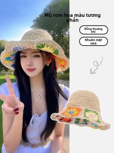 BILLI ZILLY | Mũ rơm đi biển mùa hè mới 2025 cho nữ mũ che nắng viền lớn kiểu dáng thợ câu cá họa tiết hình học chống tia UV
