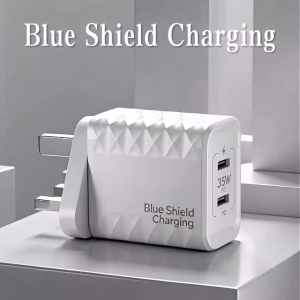 BlueShieldCharging 35W GaN Charger Set C‑to‑C Cable for i18 i17 i16 i15 Safe Anti‑Shock