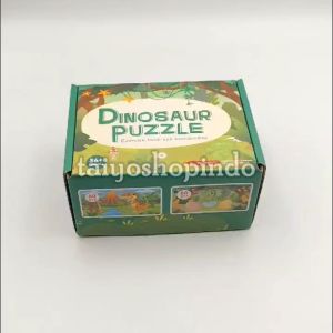 TAIYO Dinosaur Puzzle 2 Sisi Set Box 40 & 60 Pcs Dino Wooden Jigsaw Teka-teki Edukasi Mainan Anak