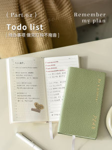 Thickened Soft Leather Lychee Pattern A6 Small Todolist Daily Plan Book Self-Discipline Punching Time Line 2025 Schedule Book Efficiency Manual Notebook Portable