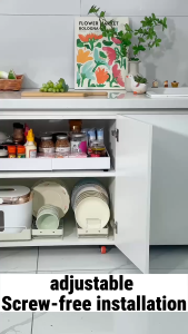 CozE Carbon Steel Slide Out Pull Out Organizer Expandable Pull Out Drawers With Sticky Nano Film