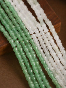 Natural Green Turpan Jade White Ice Tian Shan Bamboo Knot Beads Loose Beads Bracelet Necklace Weaving Material Kit