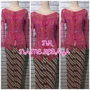 set kebaya pesta dusty pink + longtorso dan rok lereng