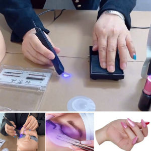 Kẹp Nối Mi Giả Bằng Thép Không Gỉ Với Đèn Chiếu Gel Để Làm Mi 3D Cong Dụng Cụ Trang Điểm Dạng Dải