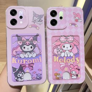 Phone Case OPPO Reno14 F Reno14 Pro Reno14 A5i Pro 5G Casing New Design Cute Plaid Cinnamoroll Melody Card Holder Rainbow Kurumi Silicone Soft Cover 2025