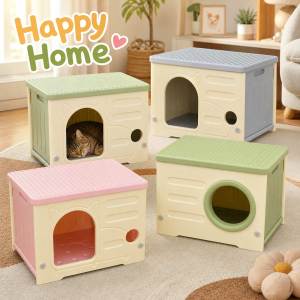 Teeker Pet Durable Cat House Extra Large Stackable with Handle Cozy Dog Bed Insulated Cat Shelter Elevated House All Weather Waterproof Cat Cave for Stray Cats Indoor/Outdoor